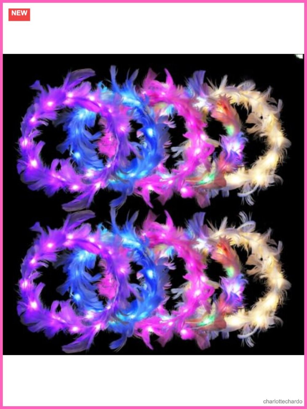 LED Feather Crown Headbands Light Up Flower 25 Pcs Party Favor